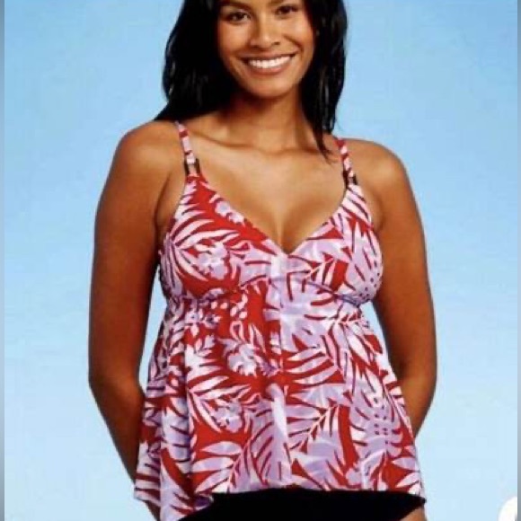 NWOT Tankini Swim Top with Tropical Leaf Print - Picture 4 of 7